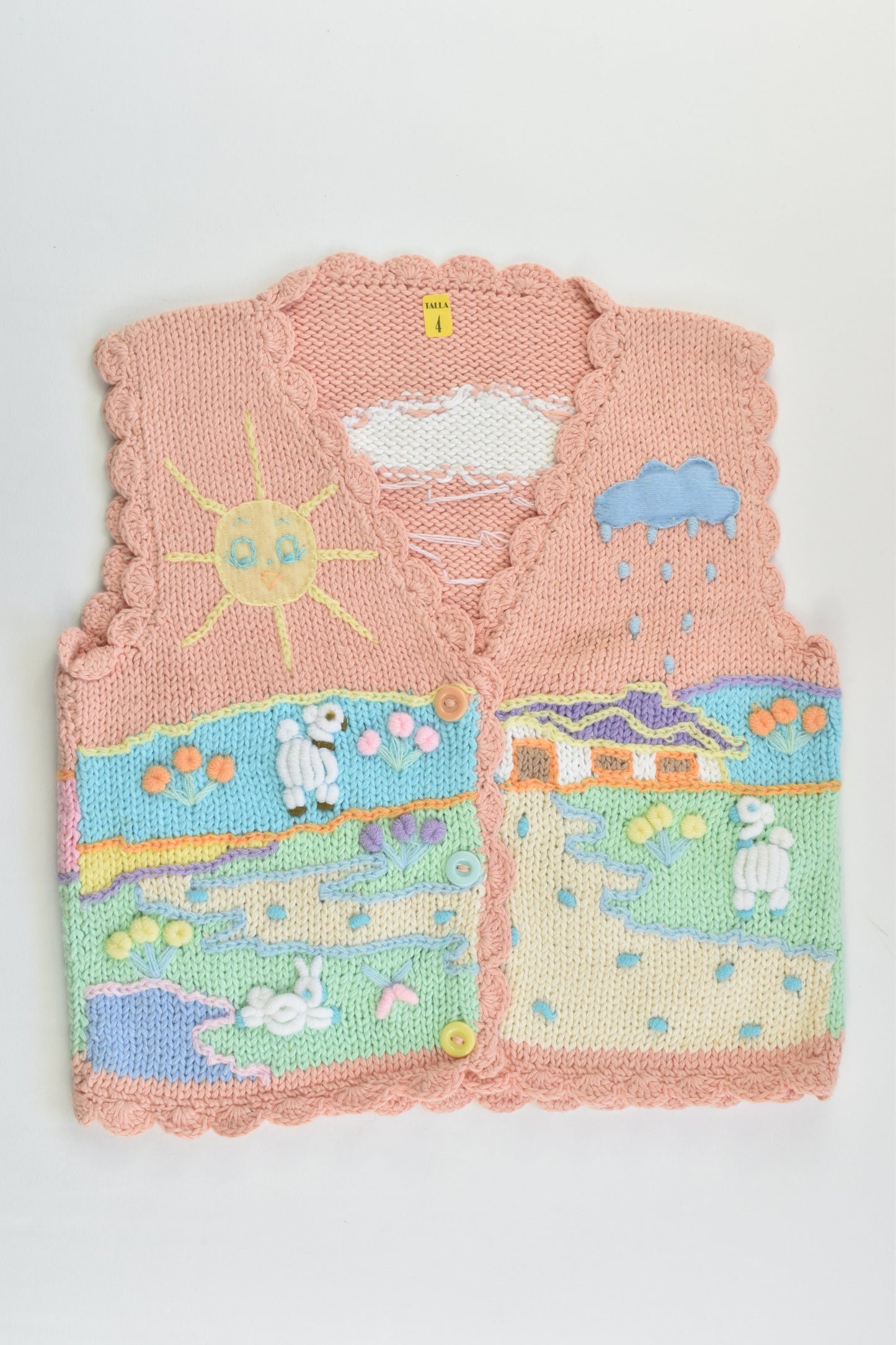 NEW Peruvian Handmade Size 4 Thick Cotton Vest with Buttons