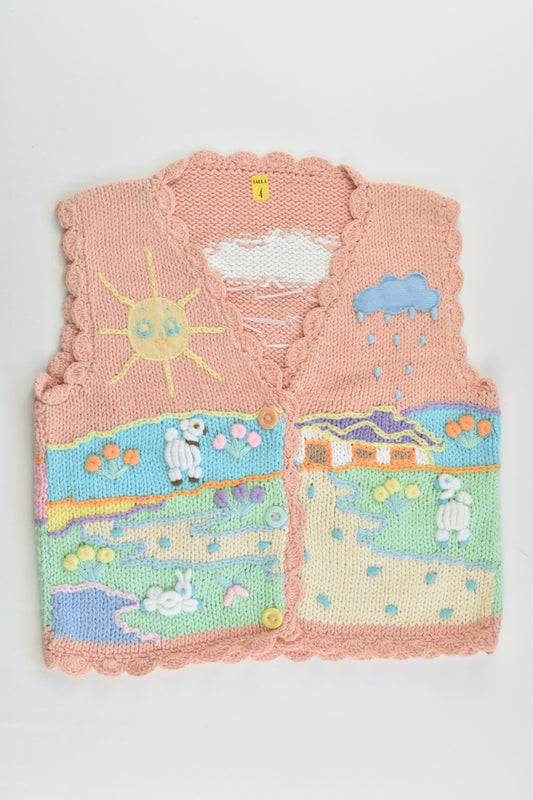 NEW Peruvian Handmade Size 4 Thick Cotton Vest with Buttons