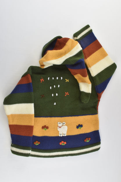 NEW Peruvian Handmade Size 4 Wool Jumper with Zip and Long Hood