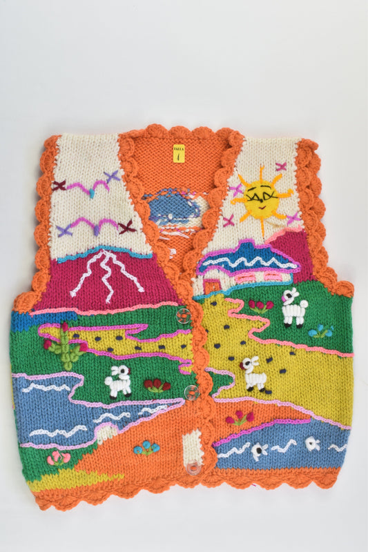 NEW Peruvian Handmade Size 4 Wool Vest with Buttons
