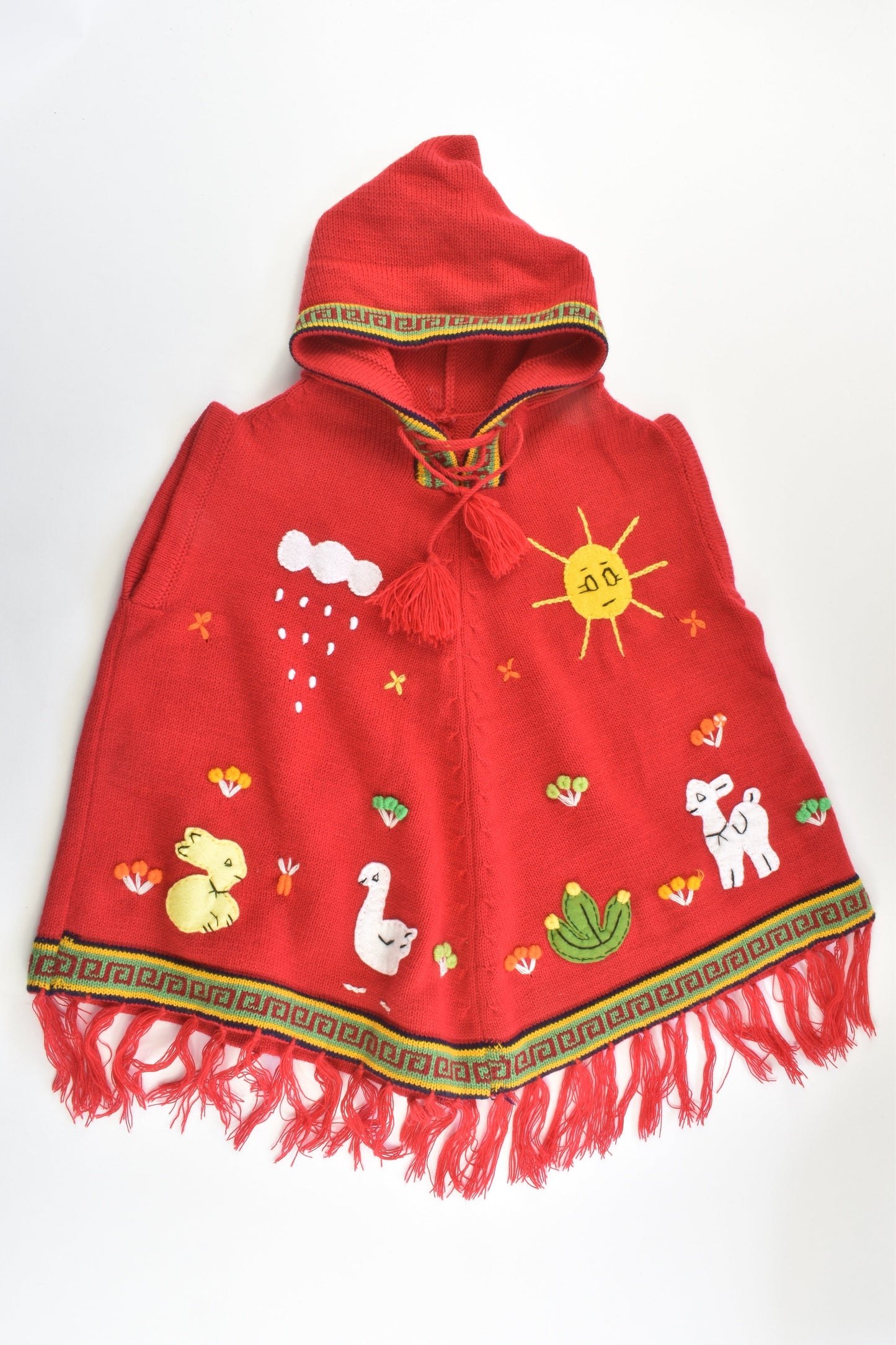NEW Peruvian Handmade Size 6-8 Wool Poncho