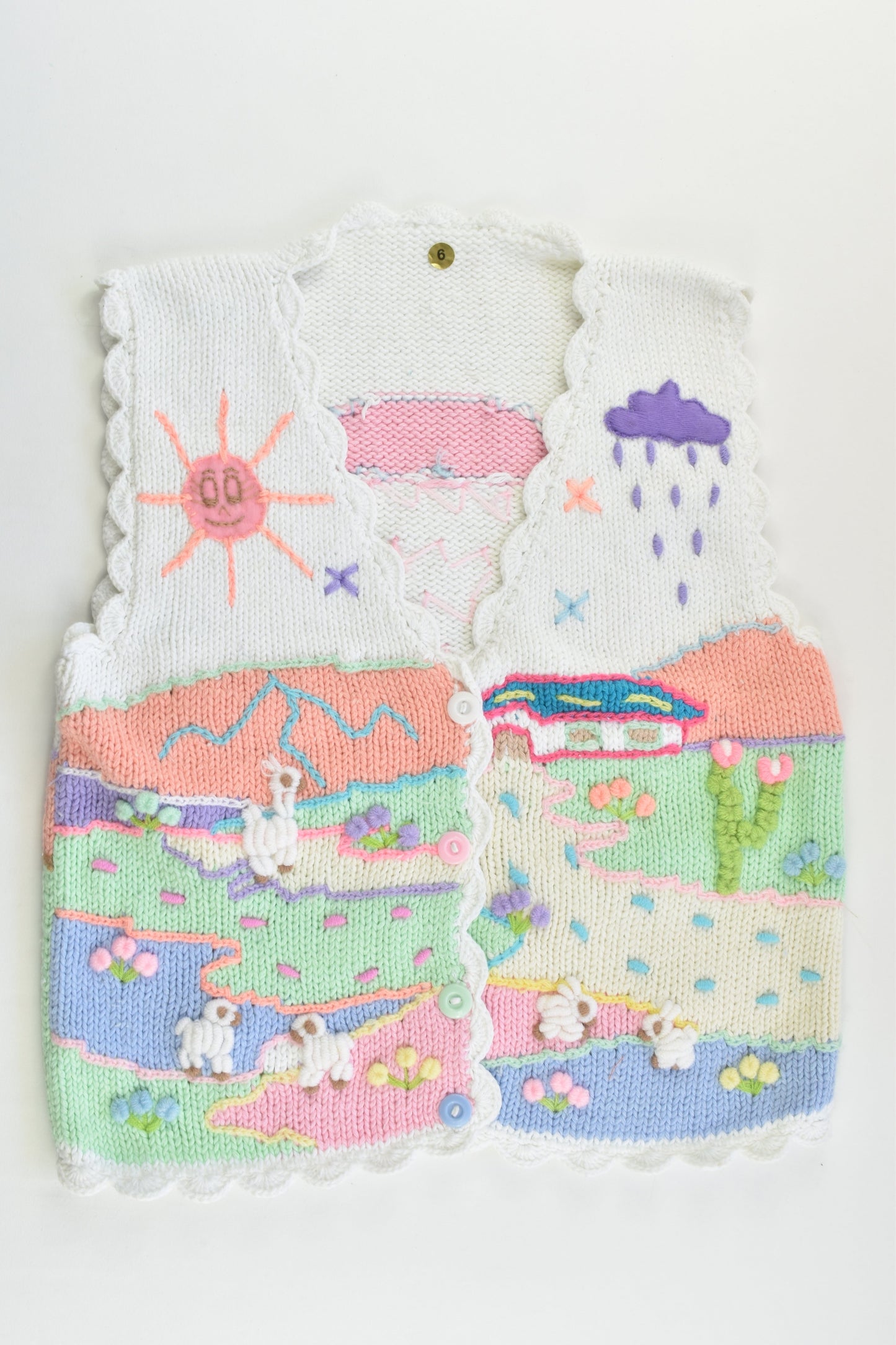 NEW Peruvian Handmade Size 6 Thick Cotton Vest with Buttons