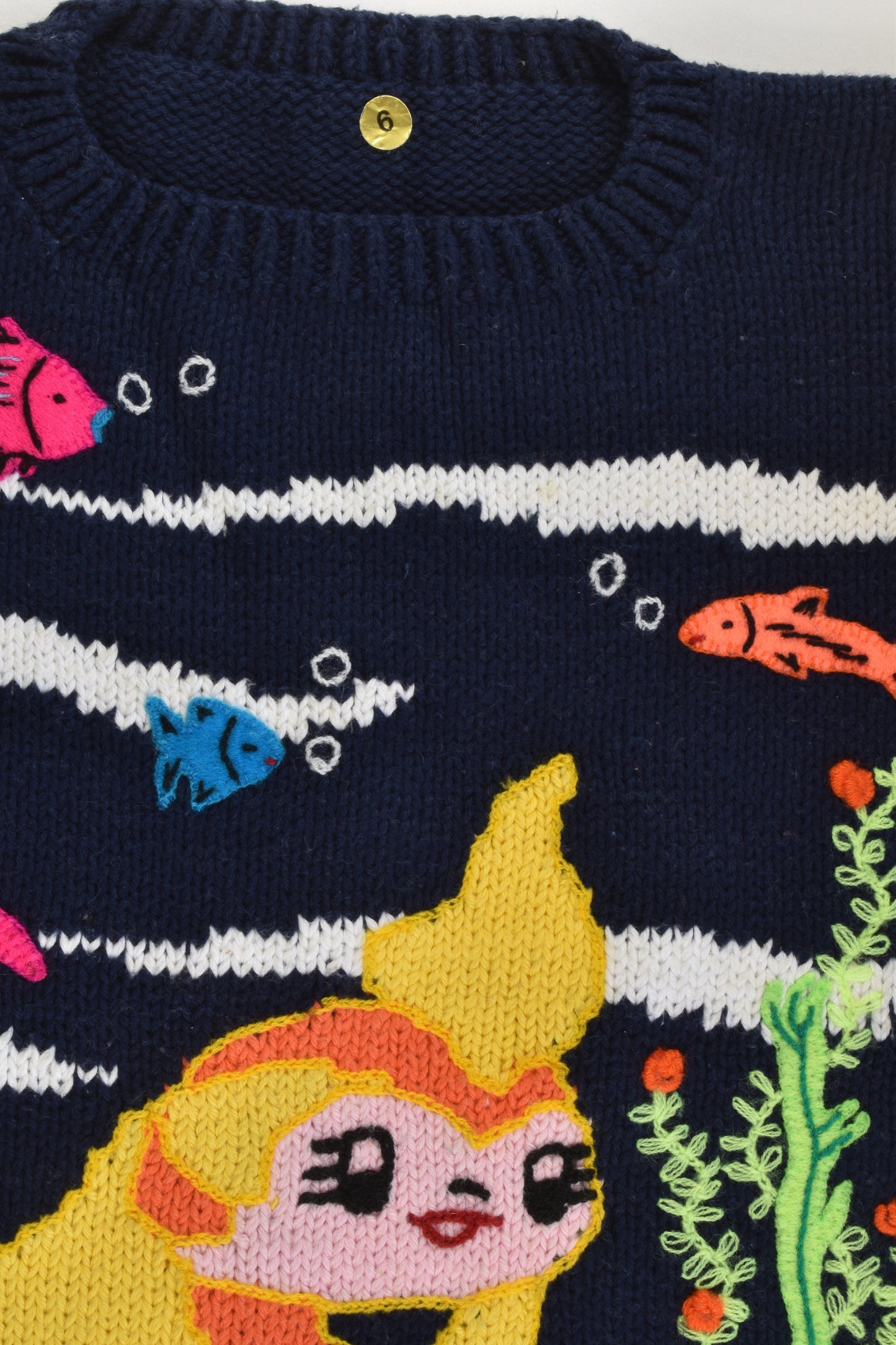 NEW Peruvian Handmade Size 6 Thick Fish Cotton Jumper