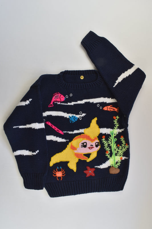 NEW Peruvian Handmade Size 6 Thick Fish Cotton Jumper