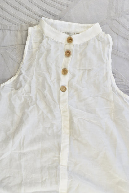 NEW Pinch and Spoon Four Button Silk/Cotton Dress Nude