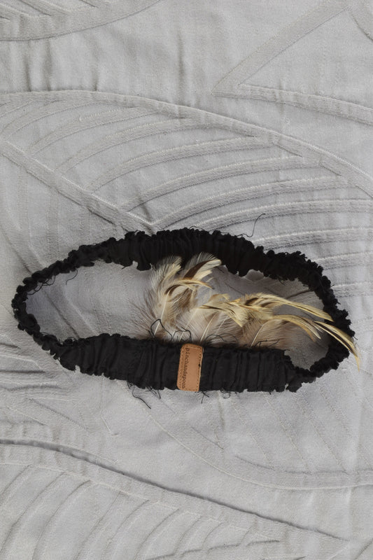 NEW Pinch and Spoon Linen Feather Headband Black