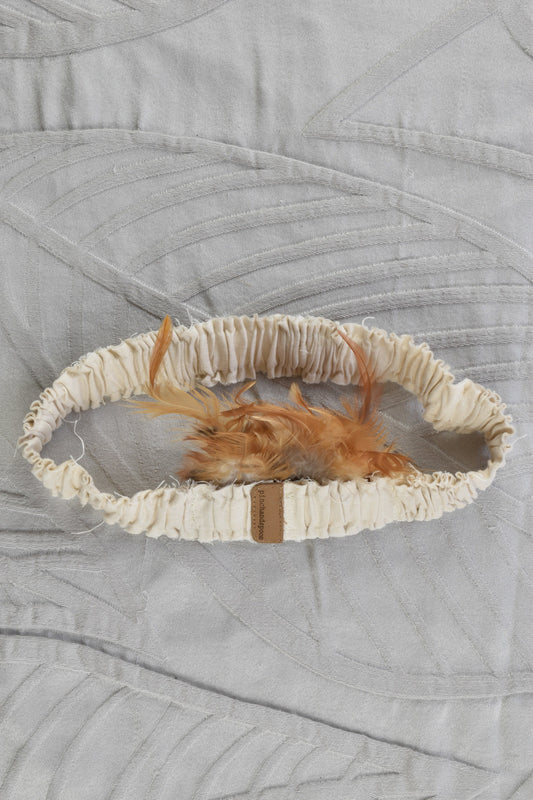 NEW Pinch and Spoon Linen Feather Headband Nude