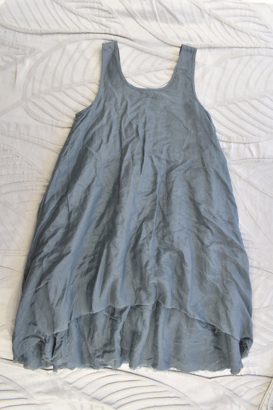 NEW Pinch and Spoon Size 6 Silk/Cotton Ra-Ra Back Dress Charcoal