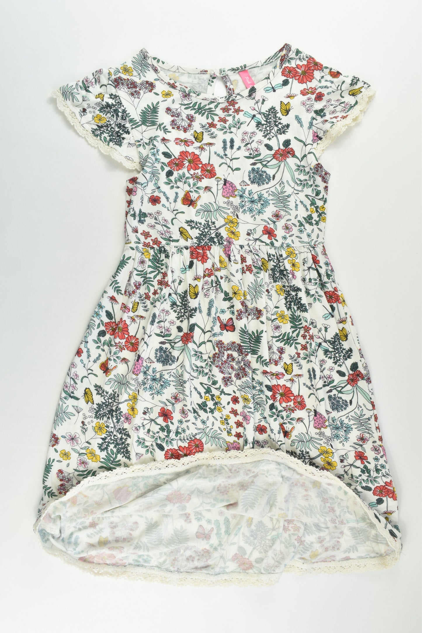 NEW Pink & Blue Size 6/7 Flowers and Butterflies Dress