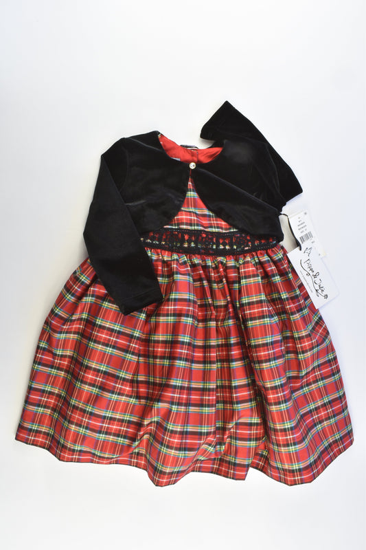 NEW Pippa & Julie (USA) Size 2 Checked Layered Dress and Velvety Cardigan