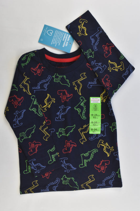 NEW Primark Size 2 (18/24 months, 92 cm) Sustainable Cotton Dinosaur Top