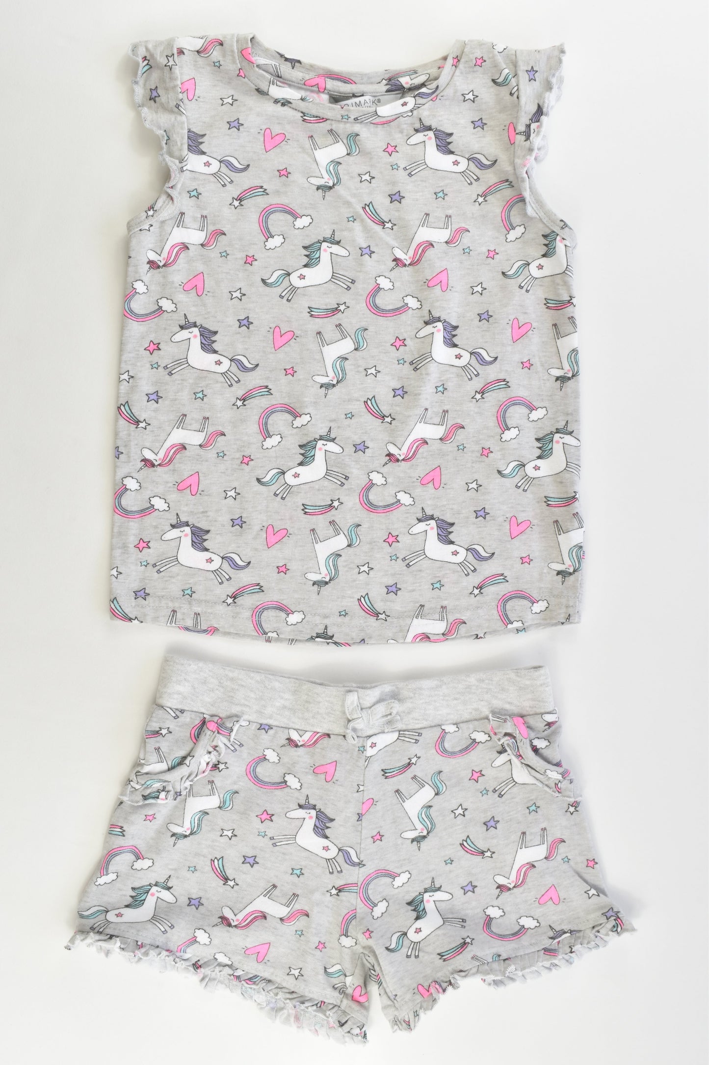 NEW Primark Size 4-5 Unicorns and Rainbows Pj Set