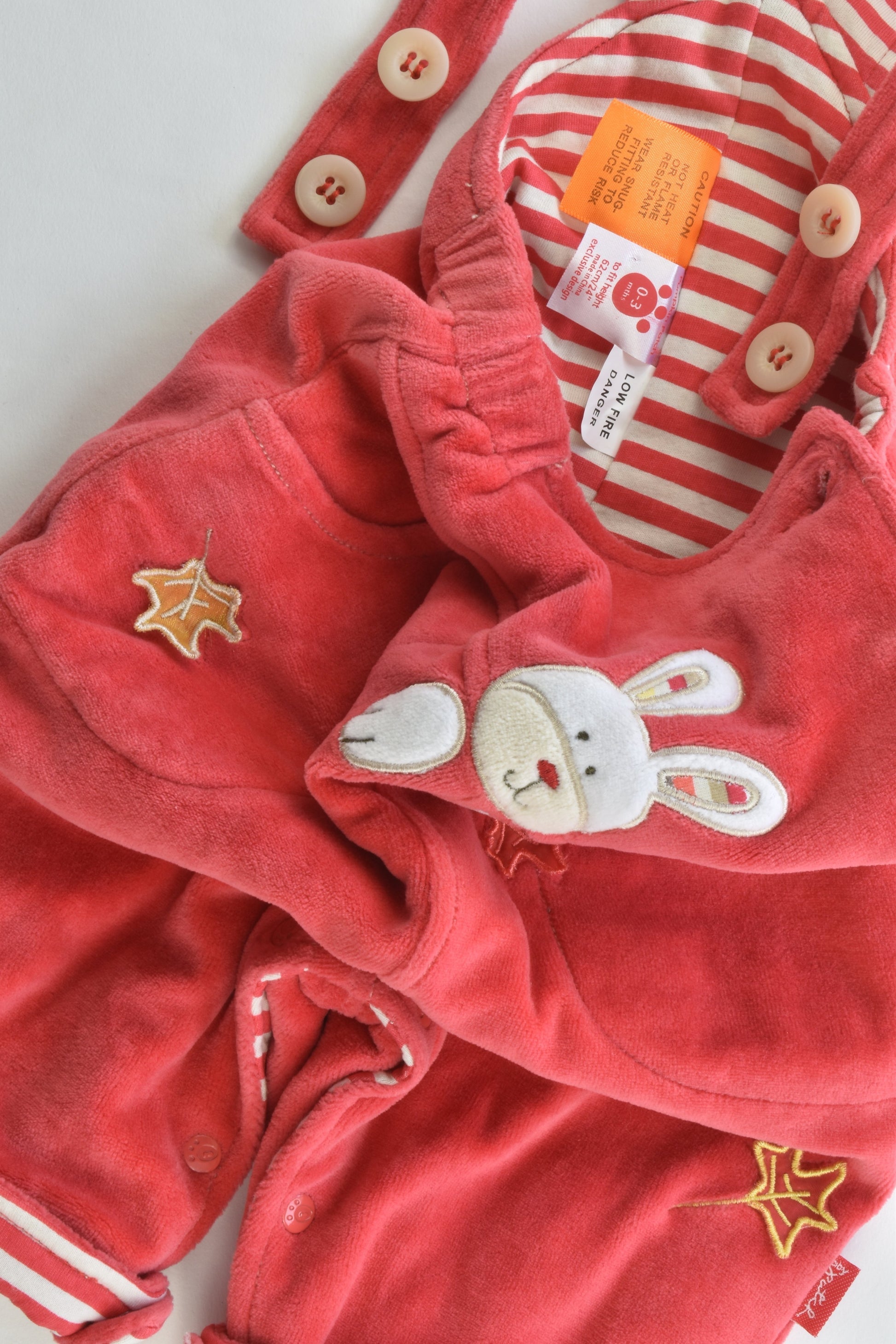 NEW Pumpkin Patch Size 0-3 months (Generous sizing) Vintage Lined Rabbit Velour Overalls