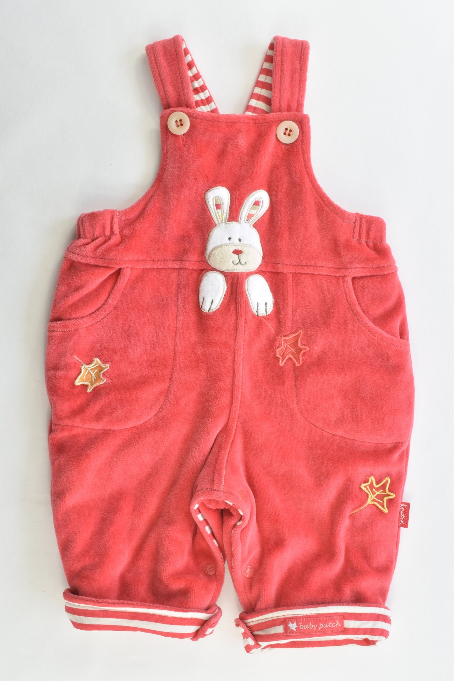 NEW Pumpkin Patch Size 0-3 months (Generous sizing) Vintage Lined Rabbit Velour Overalls