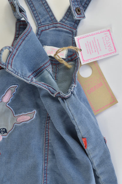 NEW Pumpkin Patch Size 00 (3-6 months) Soft and Stretchy Llama Denim Overalls