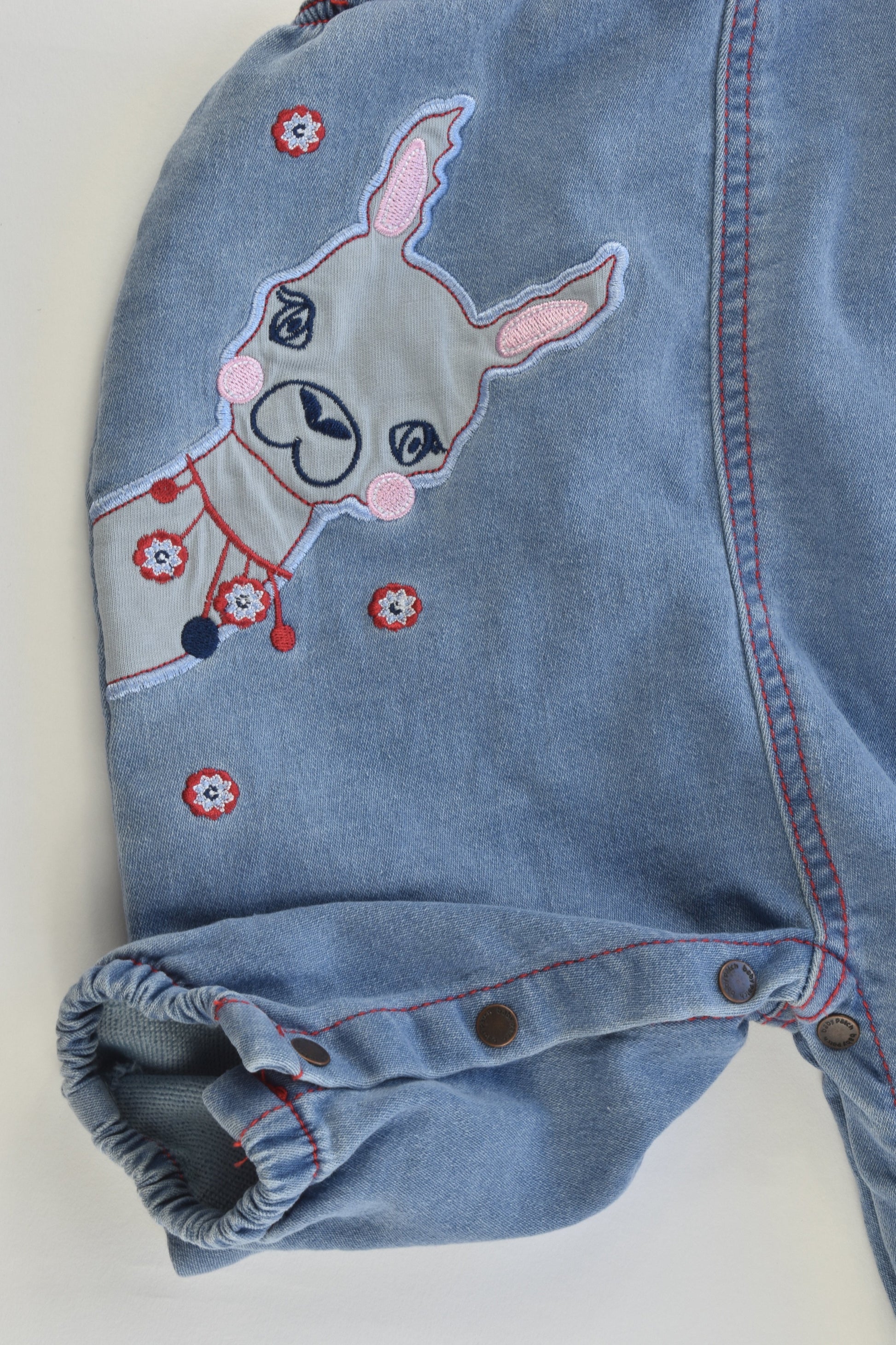 NEW Pumpkin Patch Size 00 (3-6 months) Soft and Stretchy Llama Denim Overalls