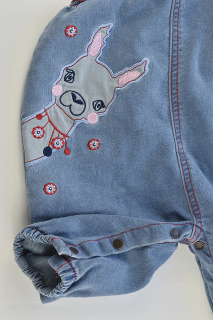 NEW Pumpkin Patch Size 00 (3-6 months) Soft and Stretchy Llama Denim Overalls