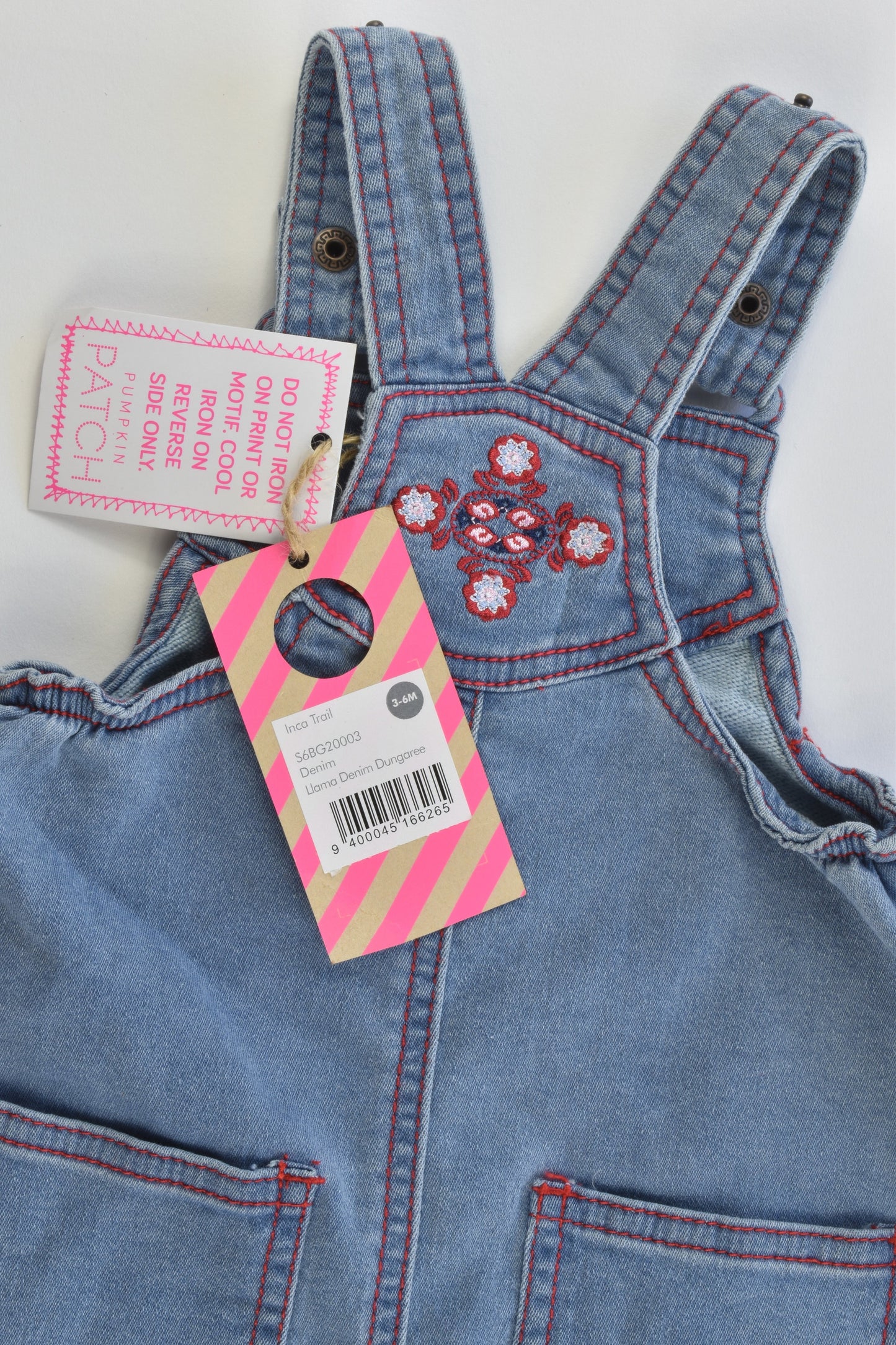 NEW Pumpkin Patch Size 00 (3-6 months) Soft and Stretchy Llama Denim Overalls