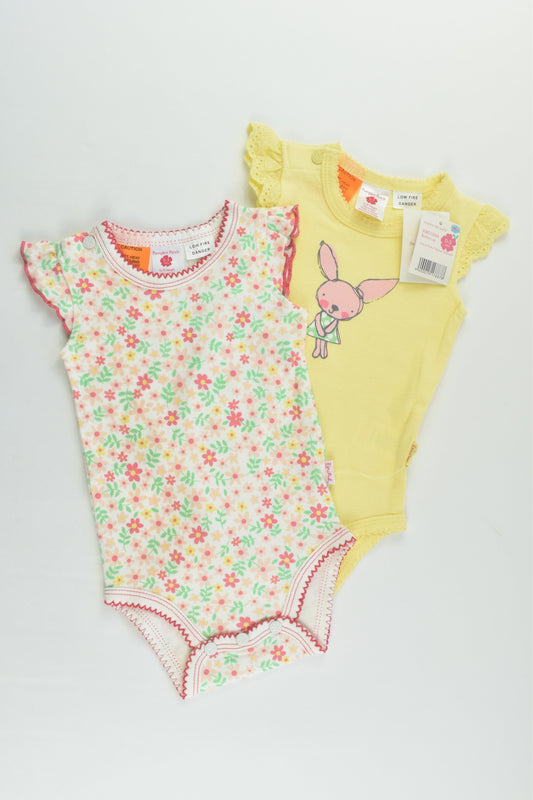NEW Pumpkin Patch Size 000 (0-3 months, 62 cm) 2x Flutter Sleeved Bodysuit