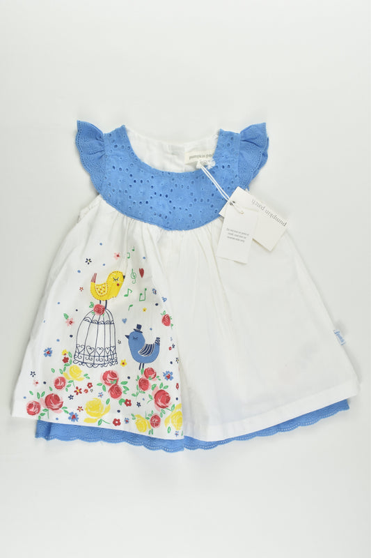 NEW Pumpkin Patch Size 000 (0-3 months) Birds Lined Dress