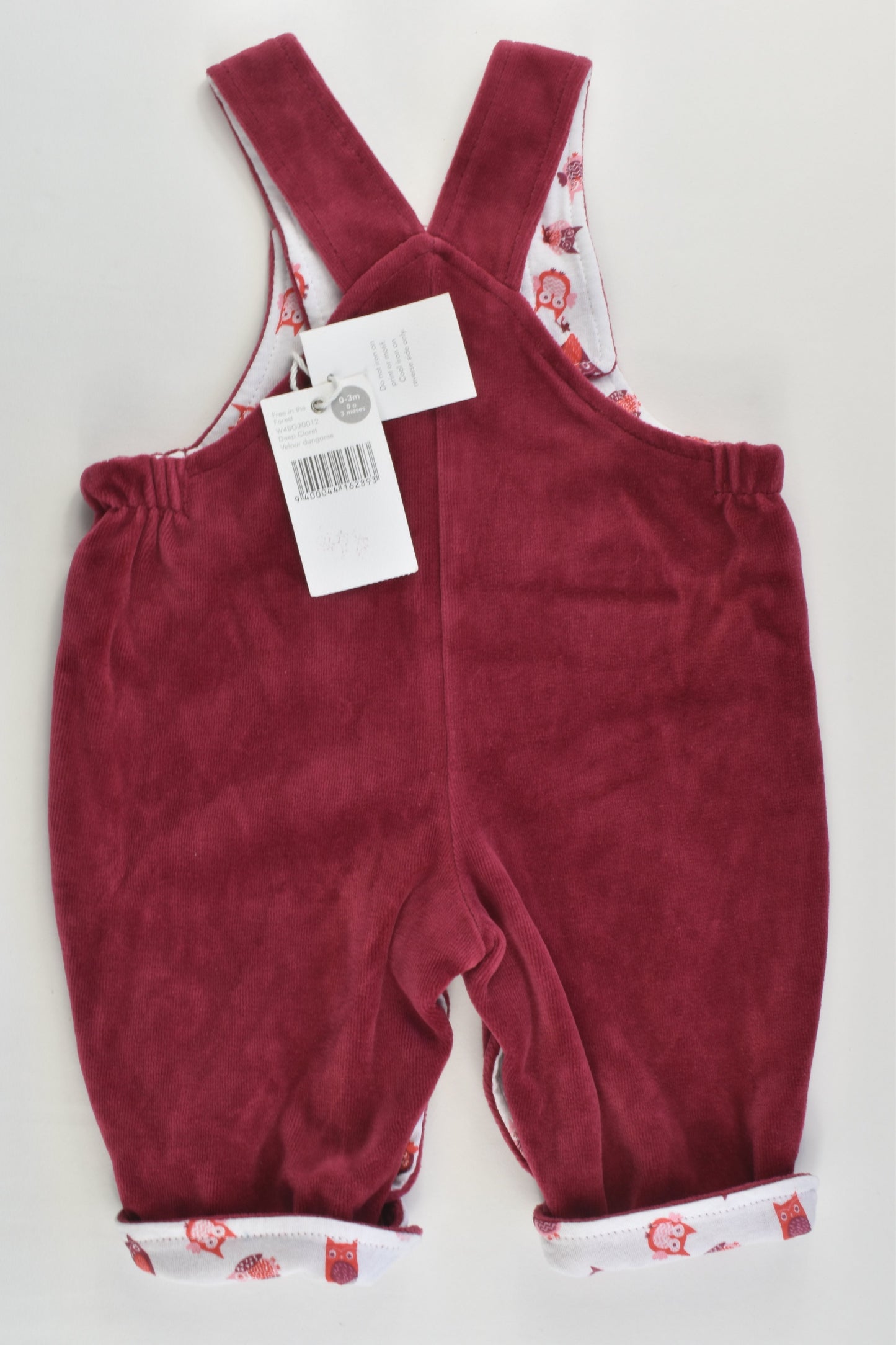 NEW Pumpkin Patch Size 000 (0-3 months) Lined Owl Velour Overalls