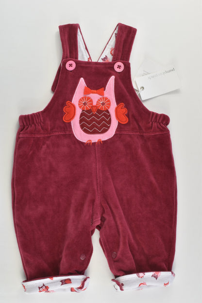 NEW Pumpkin Patch Size 000 (0-3 months) Lined Owl Velour Overalls