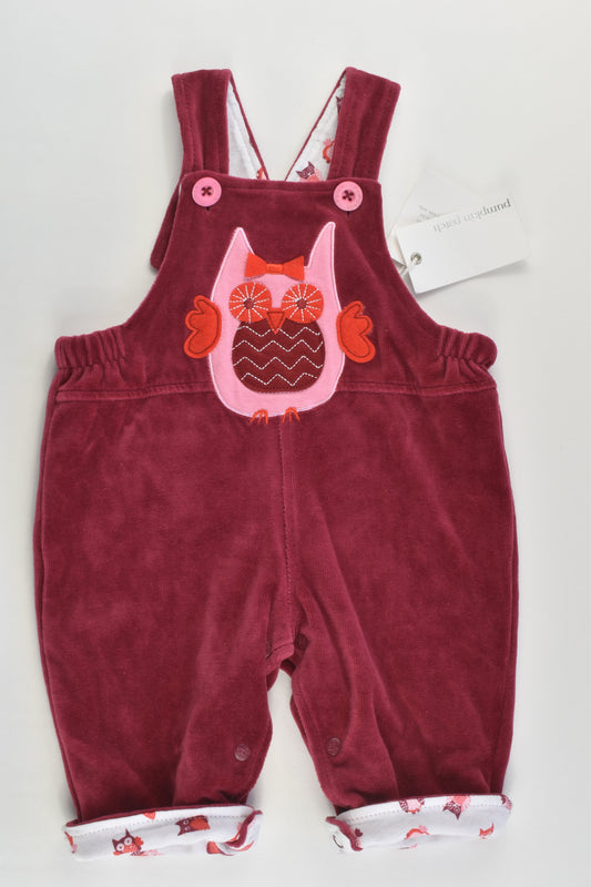 NEW Pumpkin Patch Size 000 (0-3 months) Lined Owl Velour Overalls