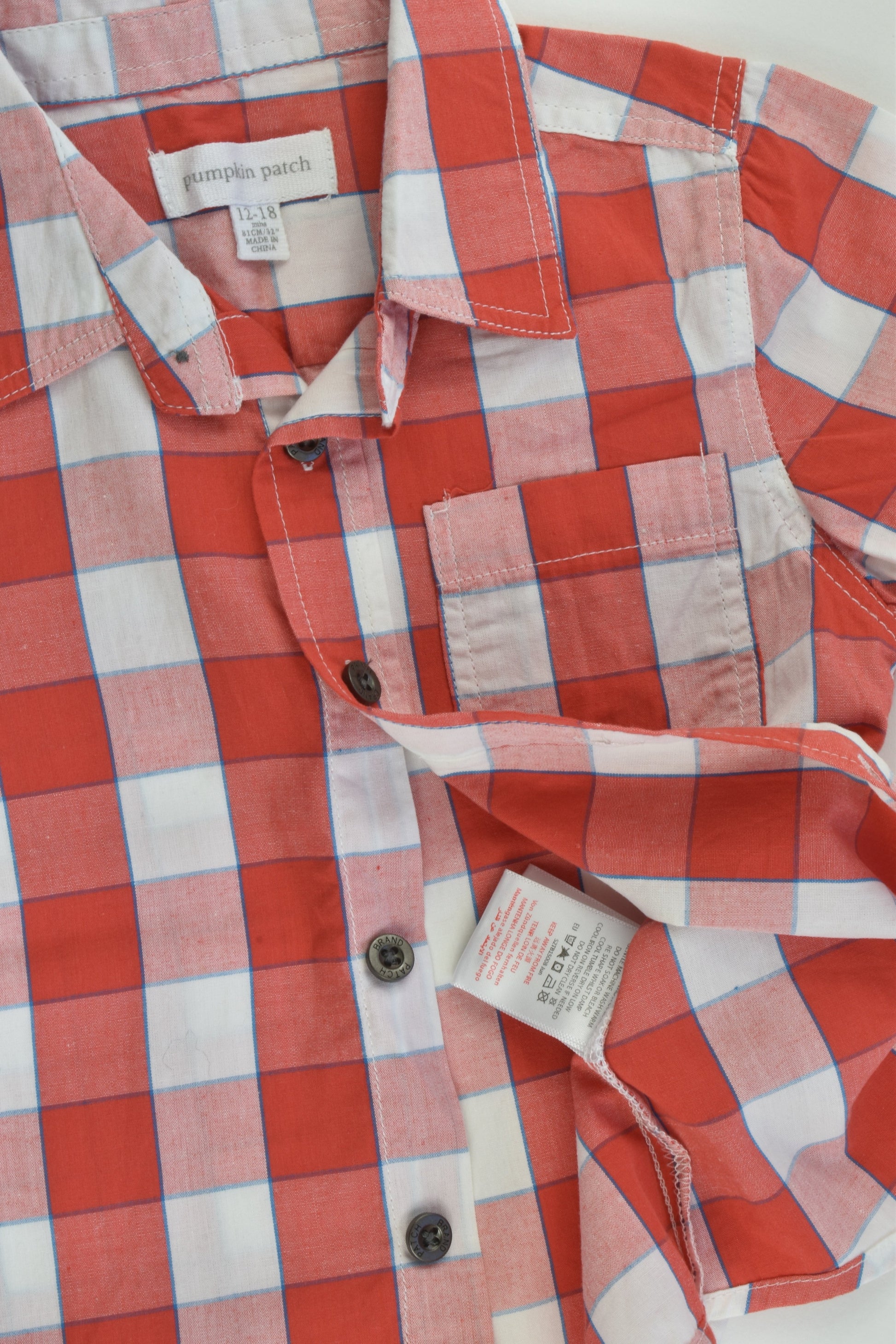 NEW Pumpkin Patch Size 1 (12-18 months) Checked Shirt