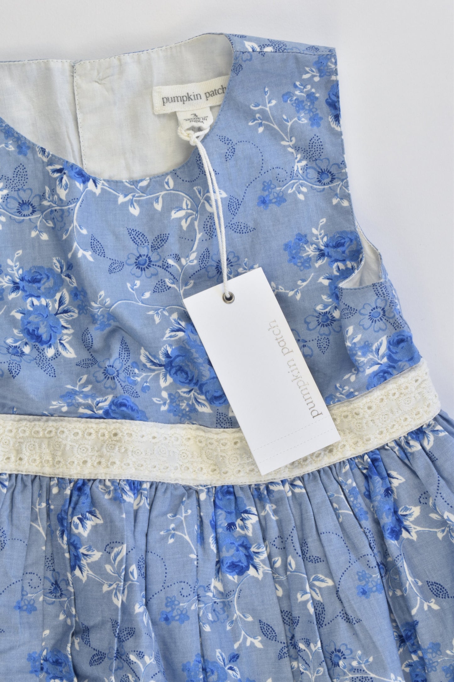 NEW Pumpkin Patch Size 3 Lined Floral Dress with Lace Details