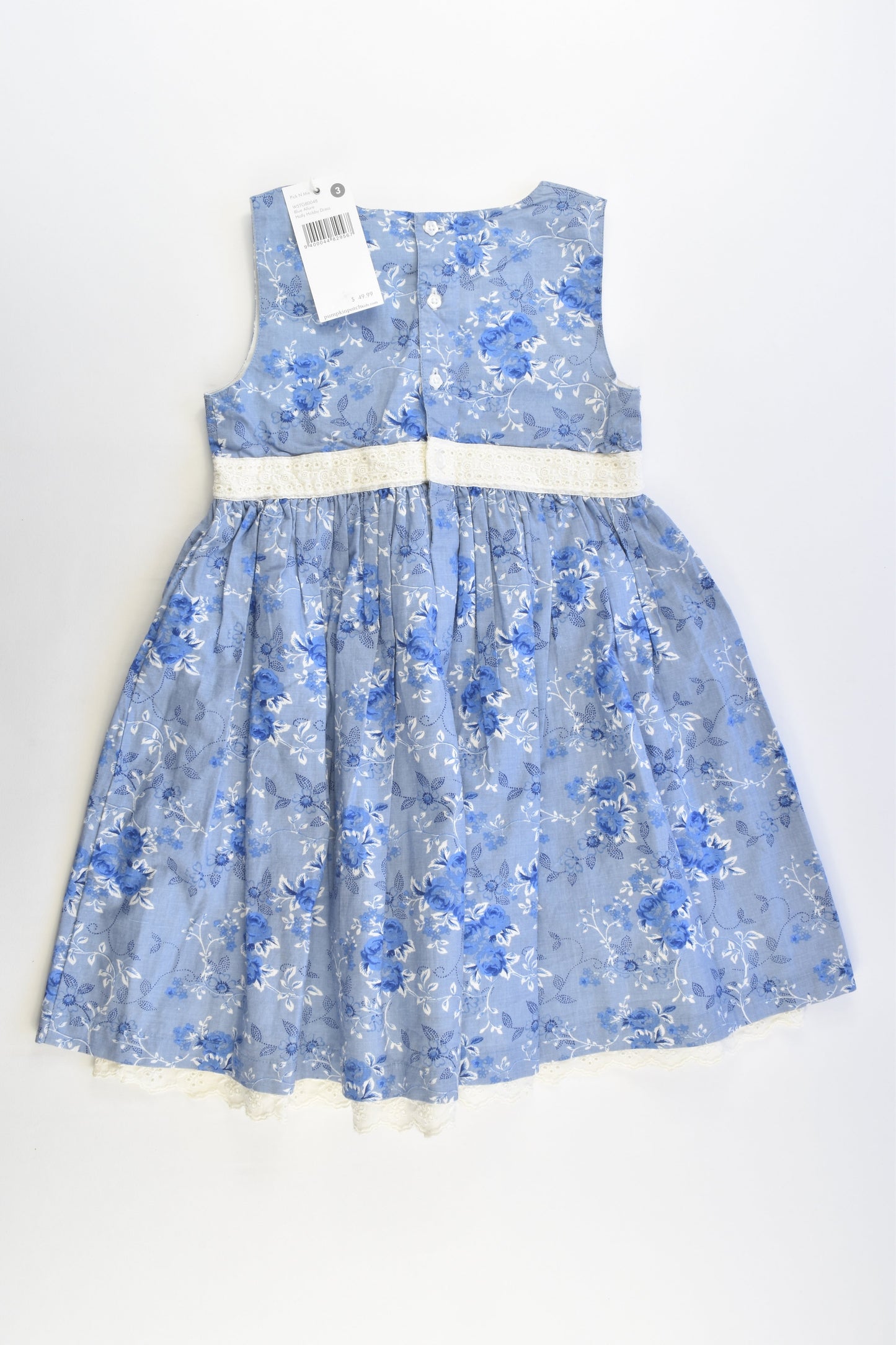 NEW Pumpkin Patch Size 3 Lined Floral Dress with Lace Details
