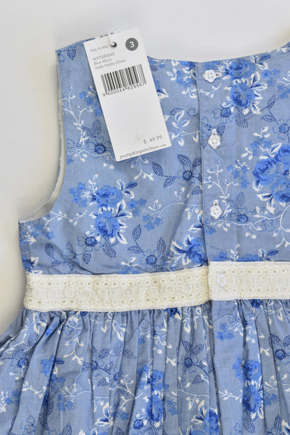 NEW Pumpkin Patch Size 3 Lined Floral Dress with Lace Details