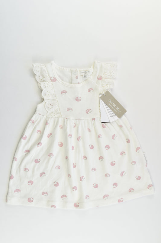 NEW Purebaby Size 00 Hedgehog Dress