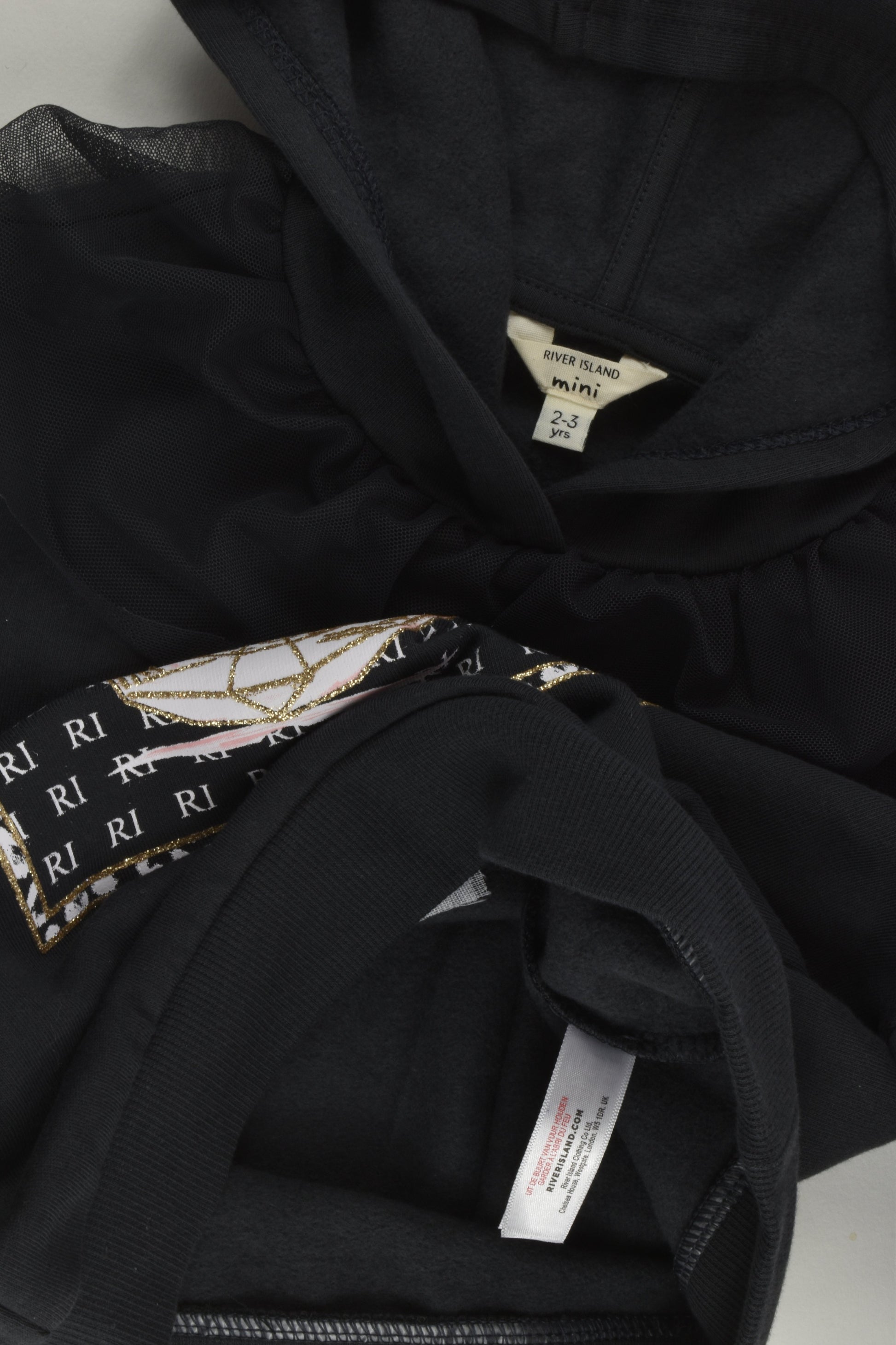 NEW River Island Size 2-3 (98 cm) 'Forever' Hooded Jumper