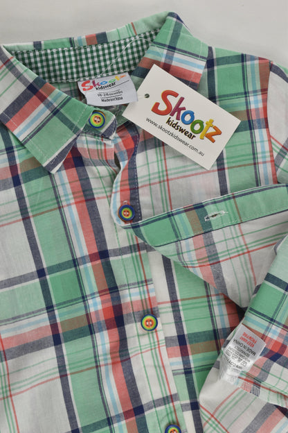 NEW Skootz Size 2 (18-24 months) Rainbow Buttons Checked Shirt