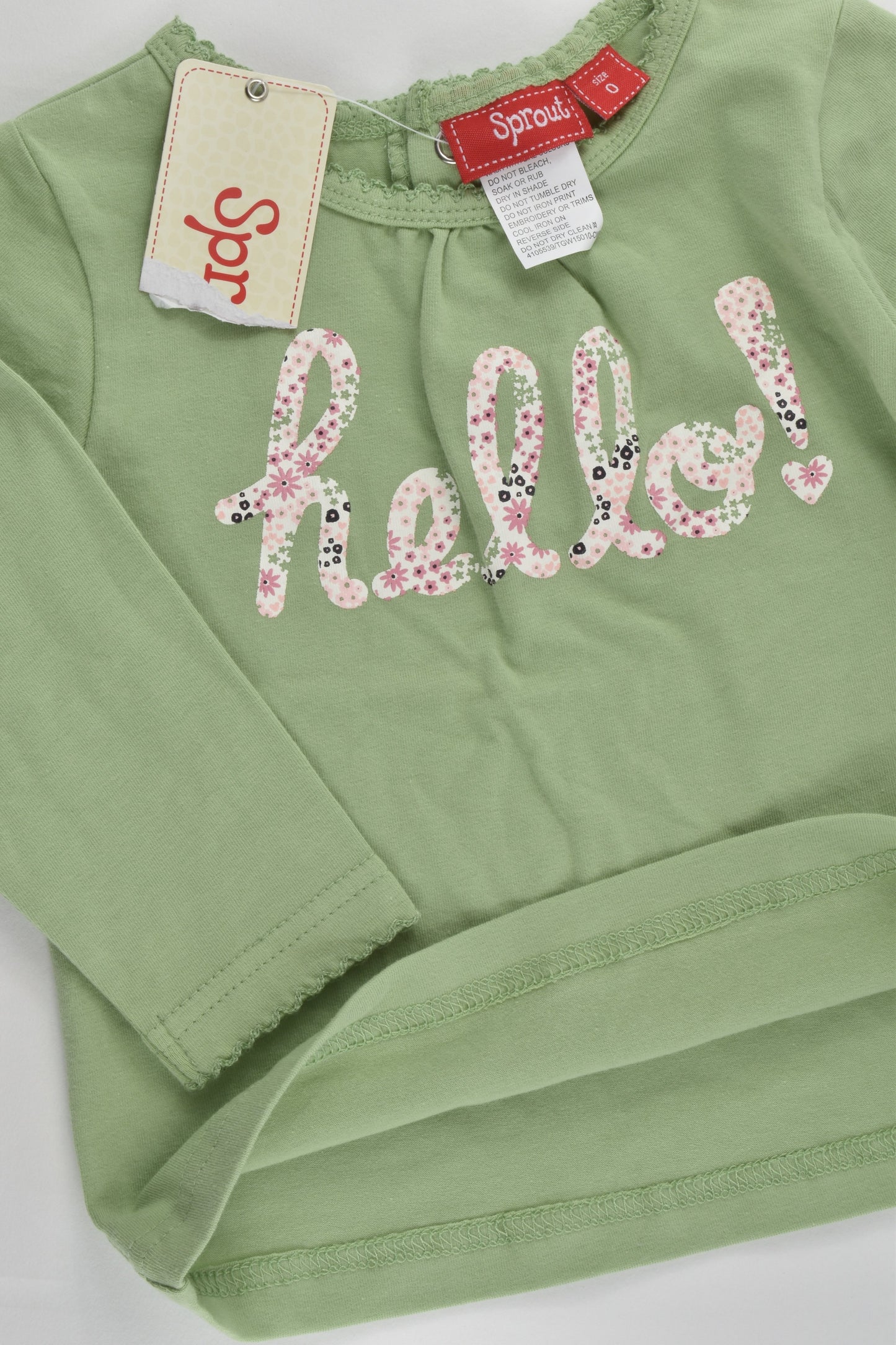 NEW Sprout Size 0 'Hello' Top