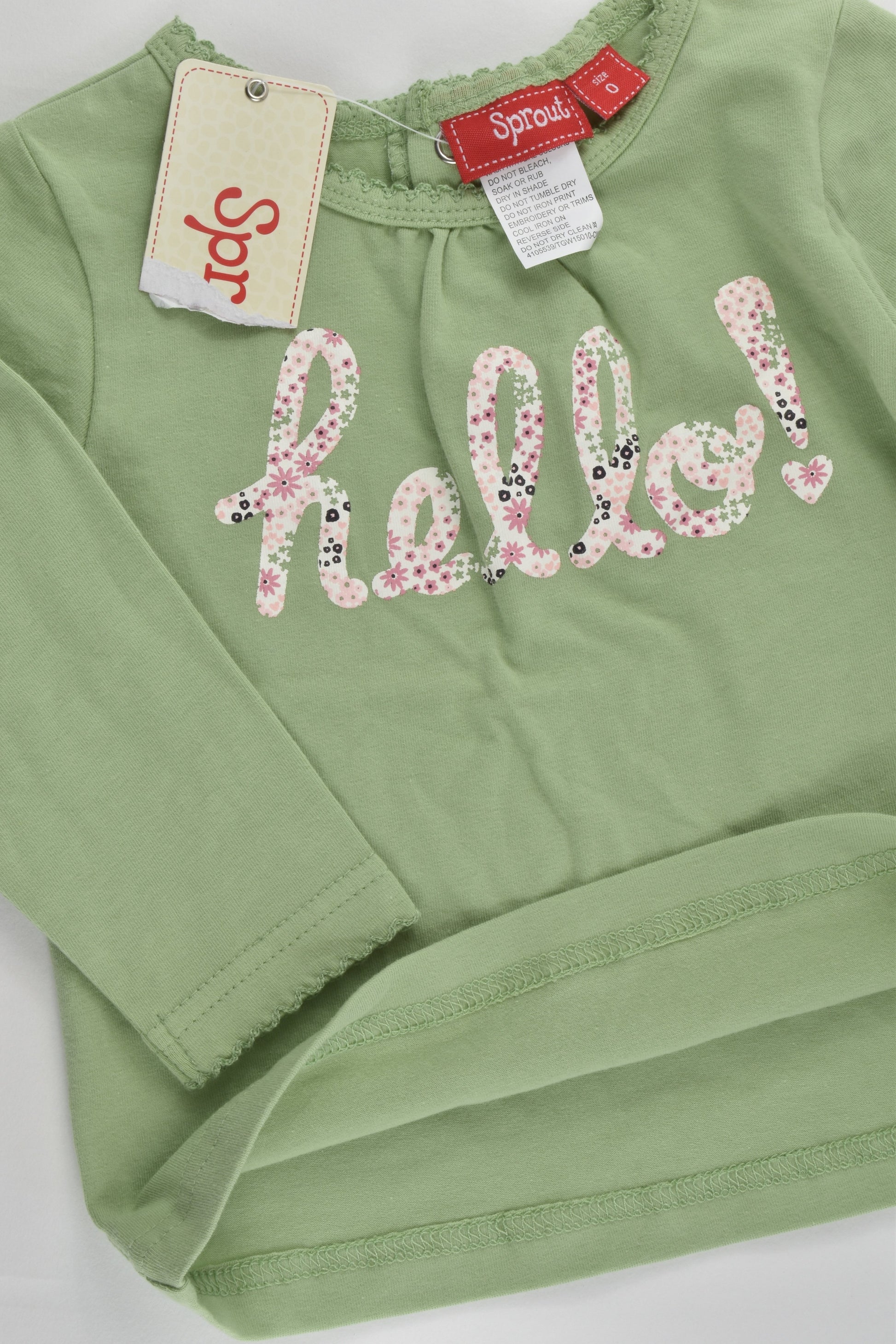 NEW Sprout Size 0 'Hello' Top