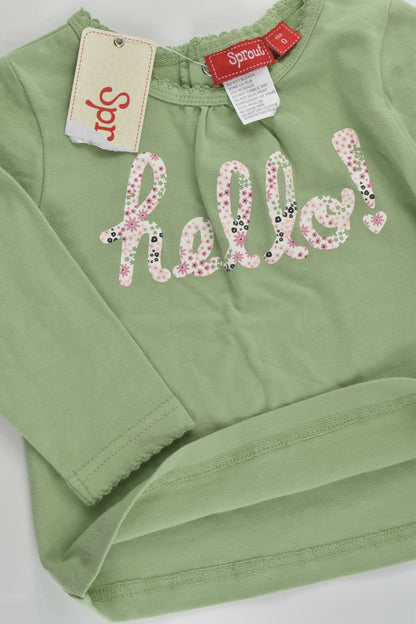 NEW Sprout Size 0 'Hello' Top