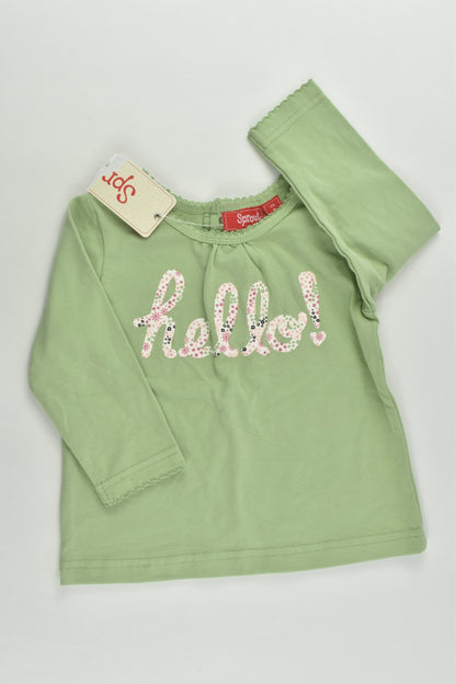 NEW Sprout Size 0 'Hello' Top