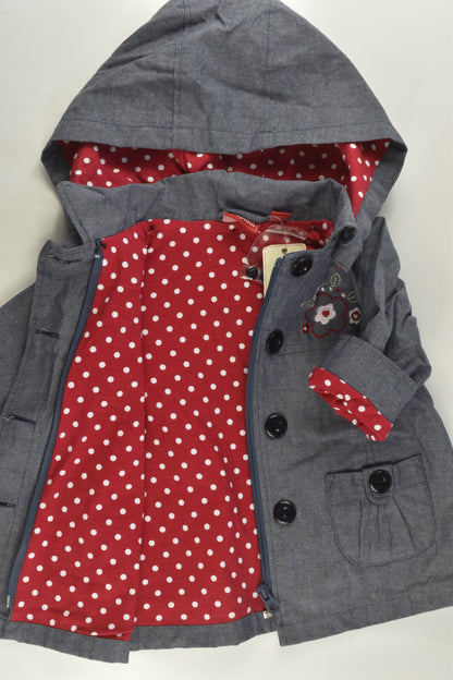NEW Sprout Size 0 Polka Dots Lined Soft Denim Jacket with Floral Embroidery