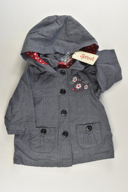 NEW Sprout Size 0 Polka Dots Lined Soft Denim Jacket with Floral Embroidery