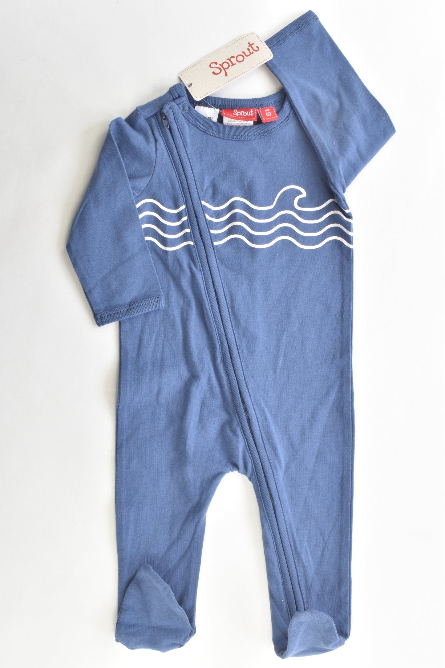 NEW Sprout Size 00 (3-6 months) Waves Footed Romper