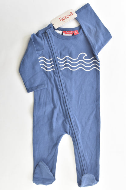 NEW Sprout Size 00 (3-6 months) Waves Footed Romper