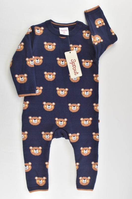 NEW Sprout Size 00 Bears Knitted Playsuit