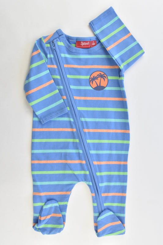 NEW Sprout Size 000 Footed Striped Palmtrees Romper