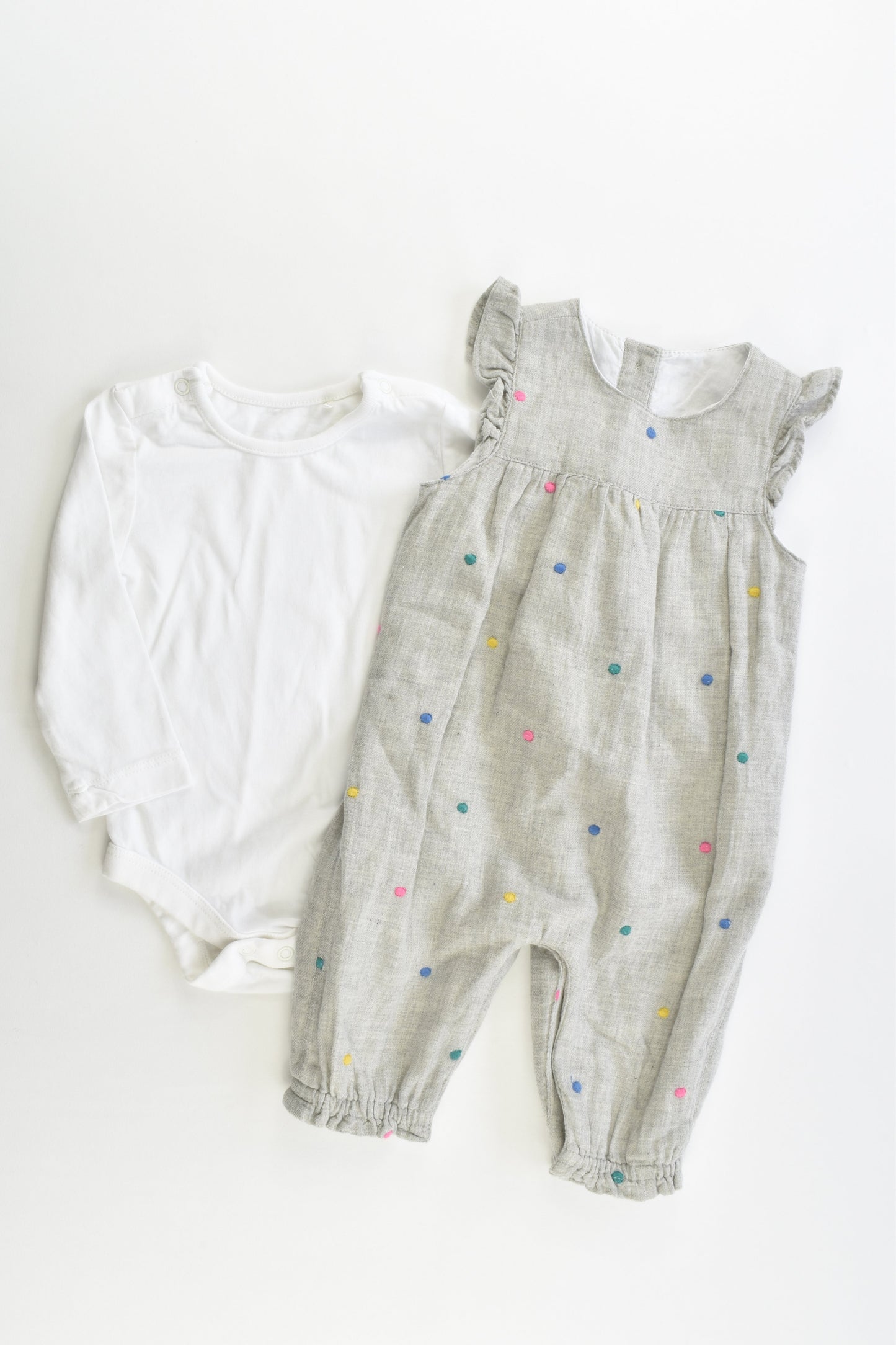 NEW TU Size 000 (Up to 3 months) Lined Overalls and White Bodysuit
