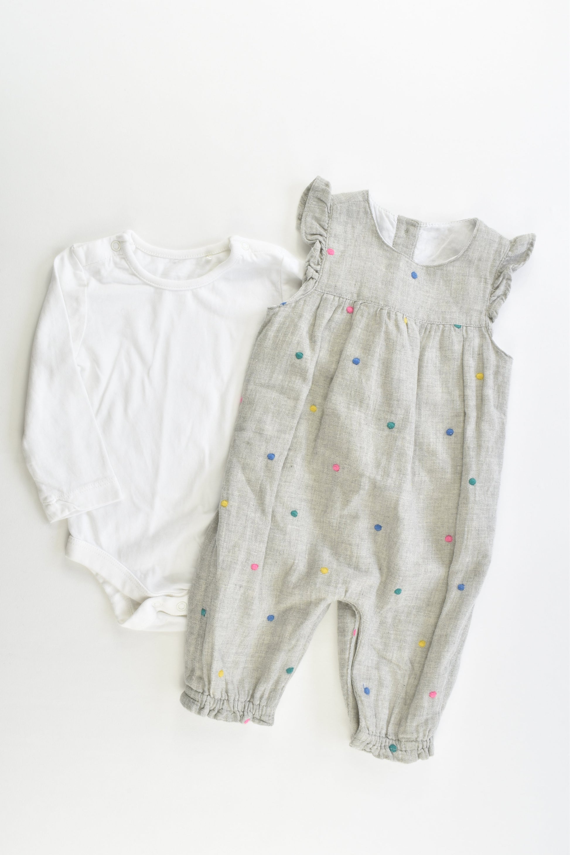 NEW TU Size 000 (Up to 3 months) Lined Overalls and White Bodysuit