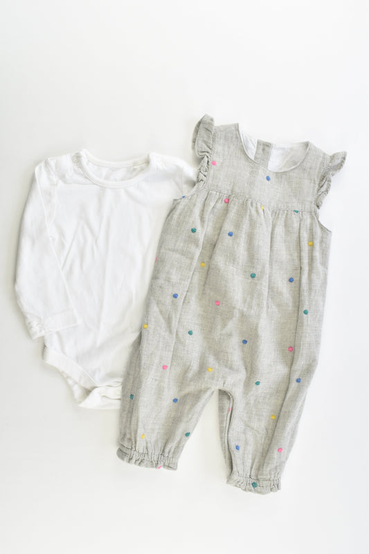 NEW TU Size 000 (Up to 3 months) Lined Overalls and White Bodysuit