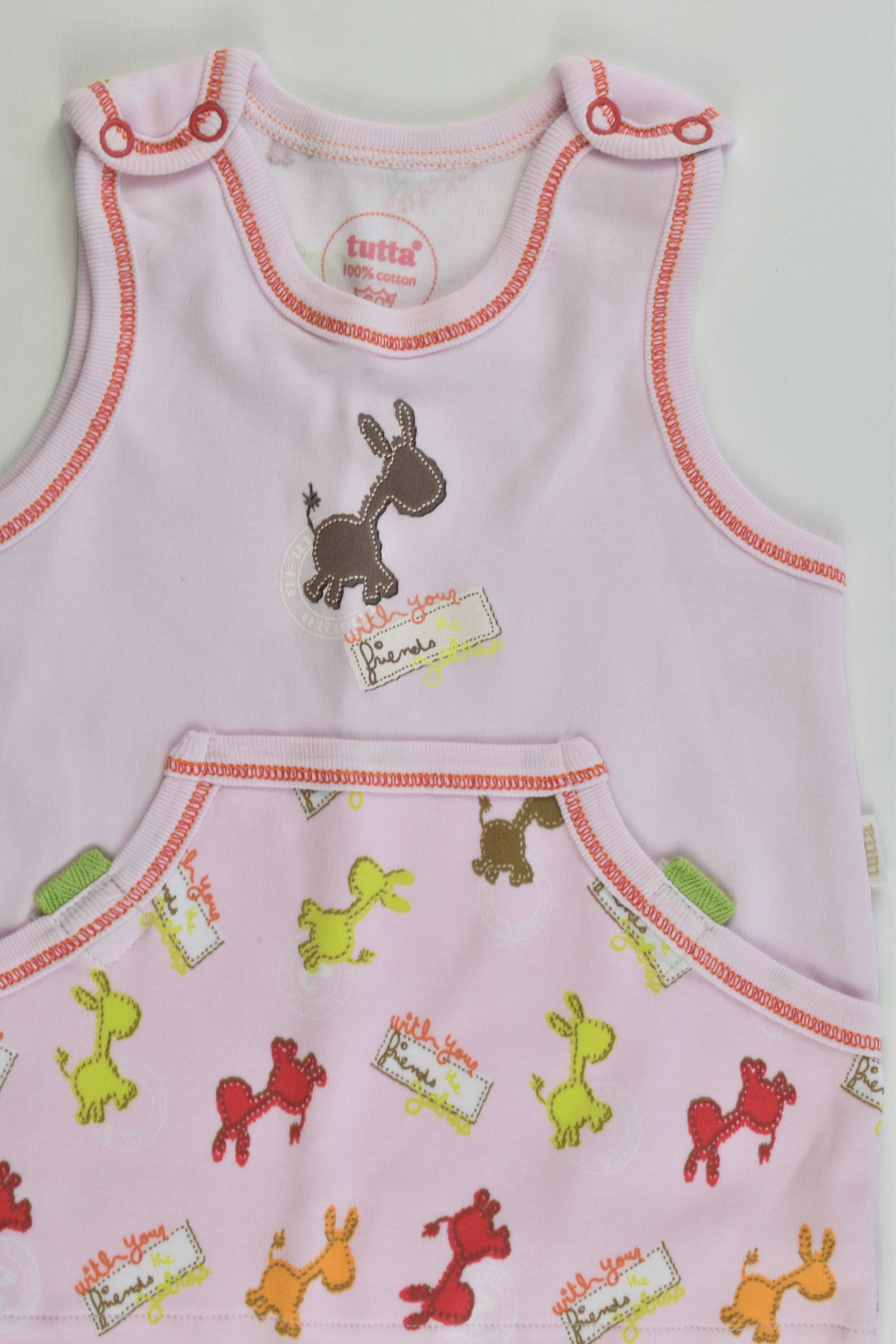 NEW Tutta (Finland) Size 62 cm (00) Footed ""With Your Friend The Giraffe" Overalls