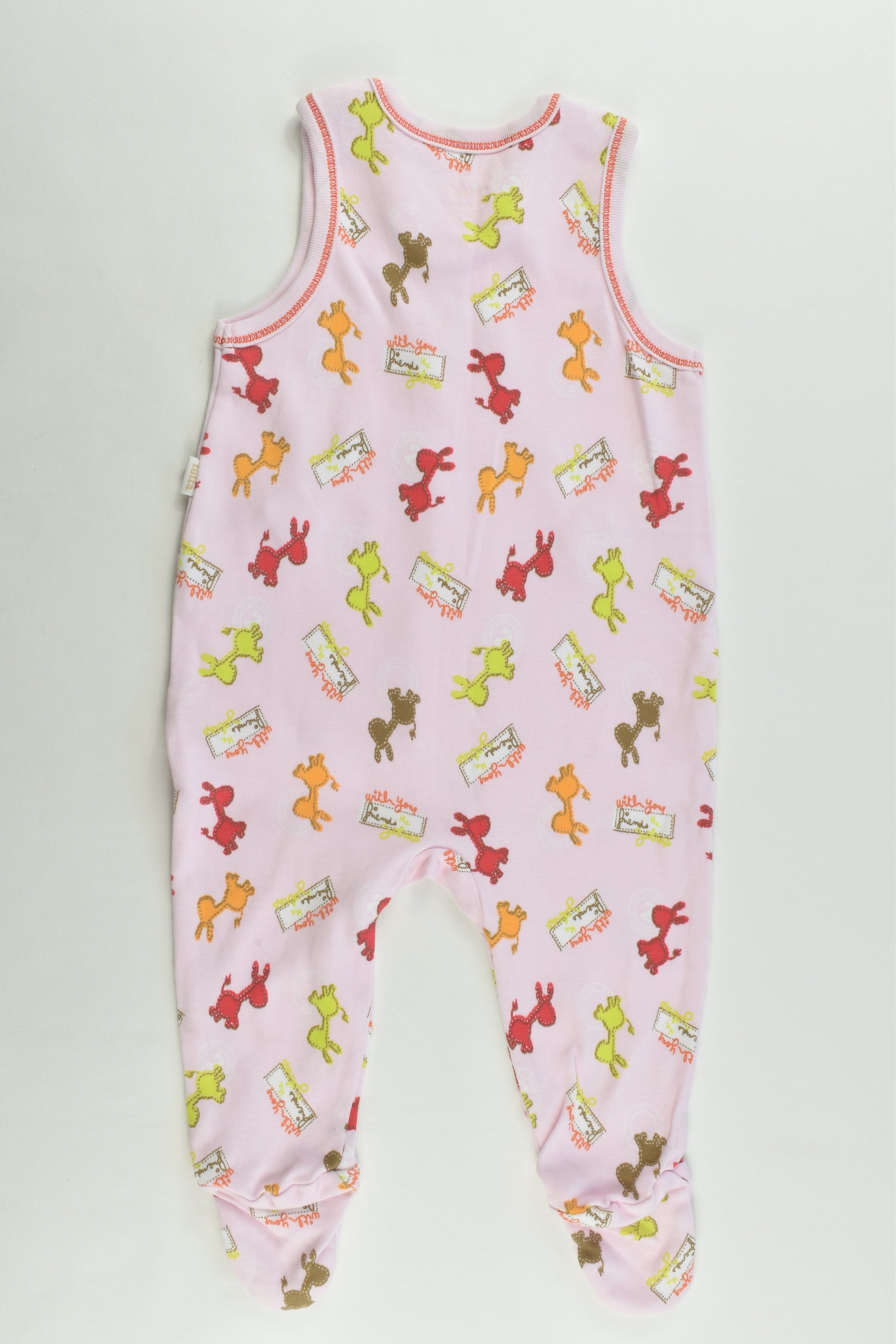 NEW Tutta (Finland) Size 62 cm (00) Footed ""With Your Friend The Giraffe" Overalls