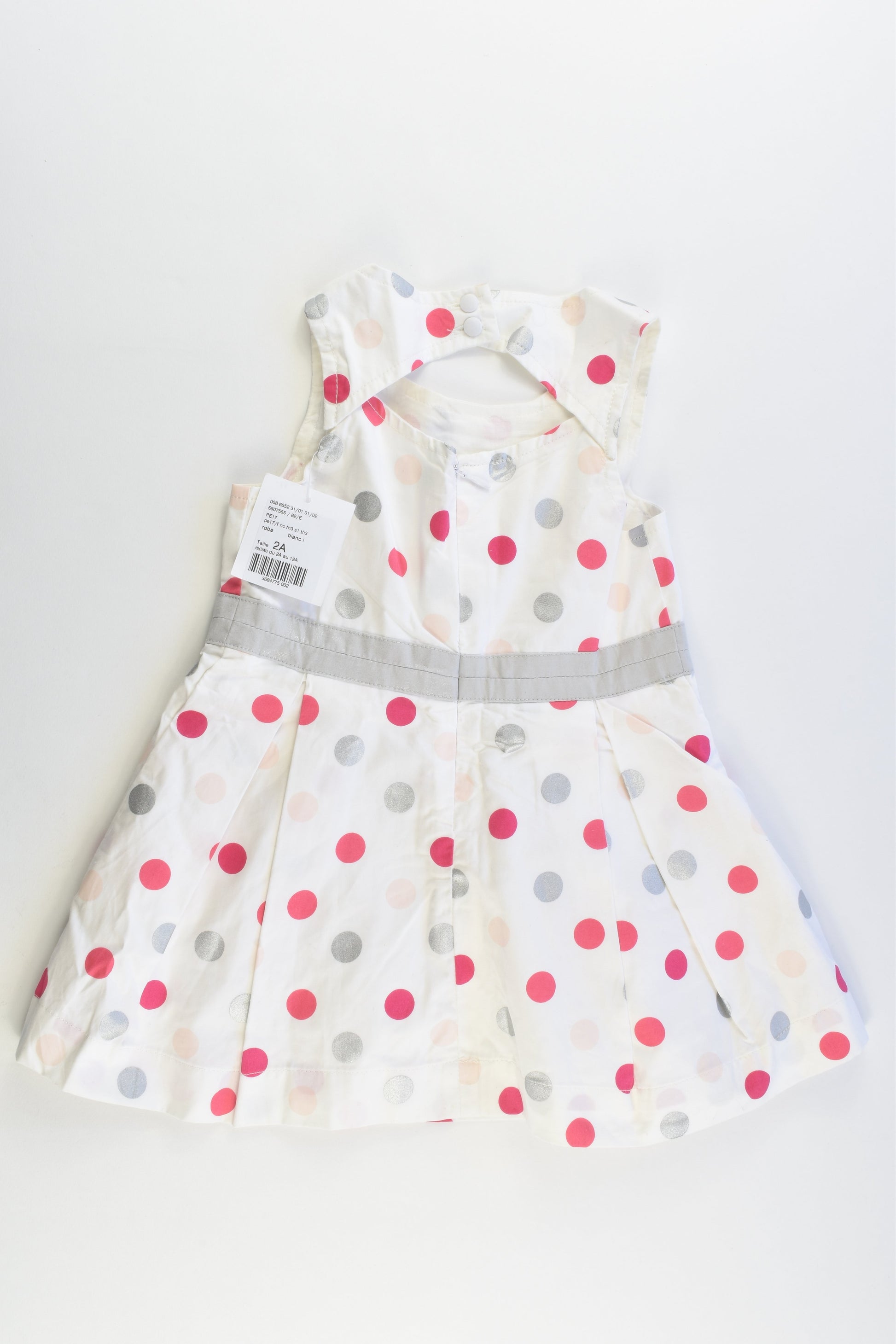 NEW Vertbaudet (France) Size 1-2 (2 years, 86 cm) Lined Polka Dots Dress